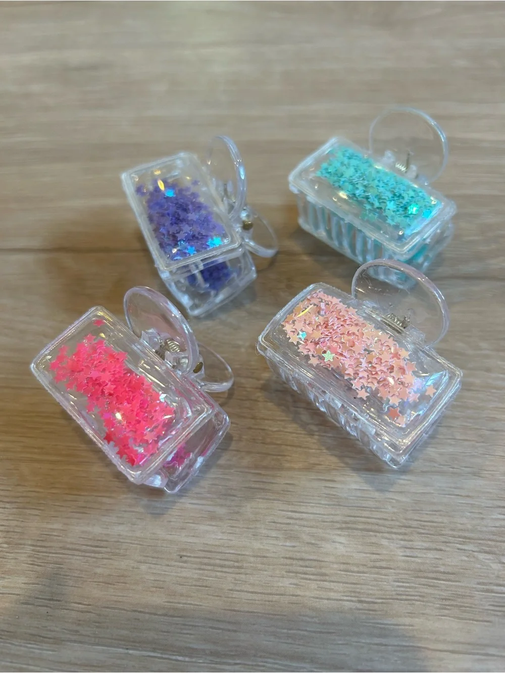 Clear Star Glitter Hair Clips - 4 Pack